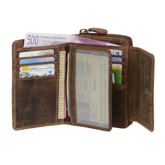 Bőr pénztárca 13x9cm 15 kártyanyílással Vintage antik barna Bőr pénztárca 13x9cm 15 kártyanyílással Vintage antik barna