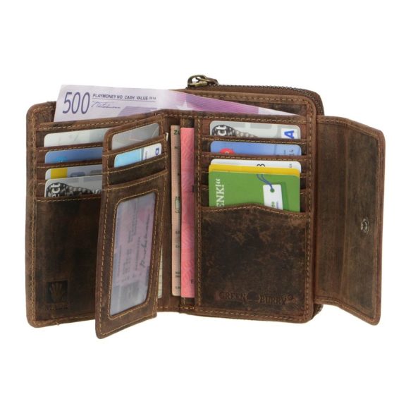 Bőr pénztárca 13x9cm 15 kártyanyílással Vintage antik barna Bőr pénztárca 13x9cm 15 kártyanyílással Vintage antik barna