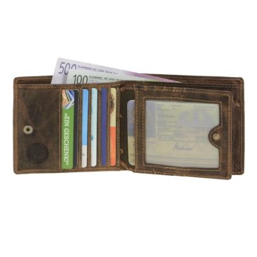   Bőr pénztárca 12x10cm 12 kártyanyílással Vintage antik barna