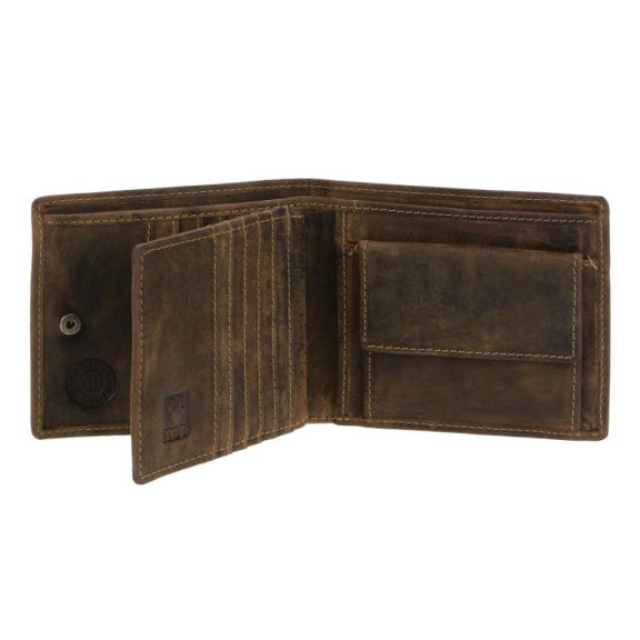 Bőr pénztárca 12x10cm 12 kártyanyílással Vintage antik barna