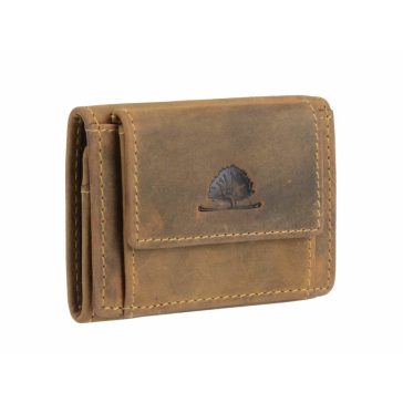   Bőr pénztárca 10x7cm elasztikus kártyarekesszel Vintage antik barna