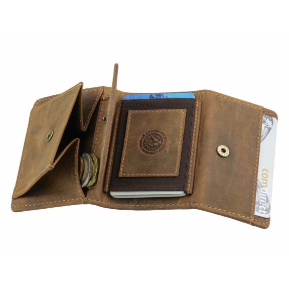 Bőr pénztárca 10x7cm elasztikus kártyarekesszel Vintage antik barna Bőr pénztárca 10x7cm elasztikus kártyarekesszel Vintage antik barna