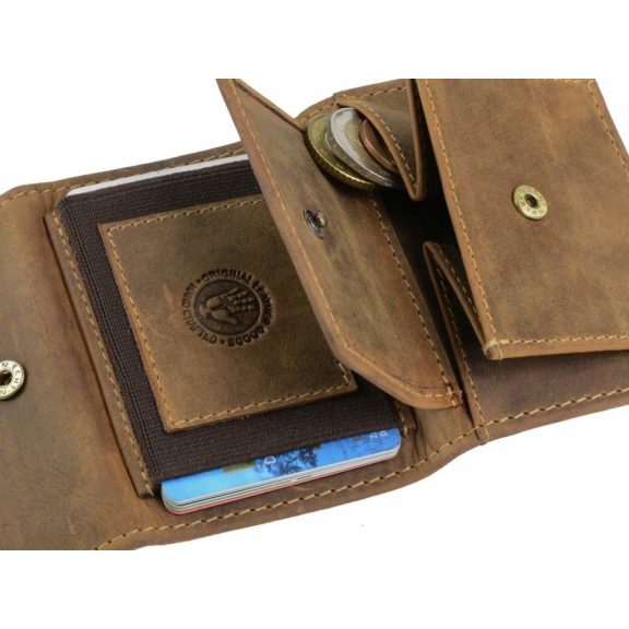 Bőr pénztárca 10x7cm elasztikus kártyarekesszel Vintage antik barna Bőr pénztárca 10x7cm elasztikus kártyarekesszel Vintage antik barna