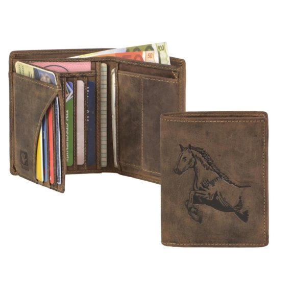 Bőr pénztárca 9x12cm lóval Vintage antik barna Bőr pénztárca 9x12cm lóval Vintage antik barna