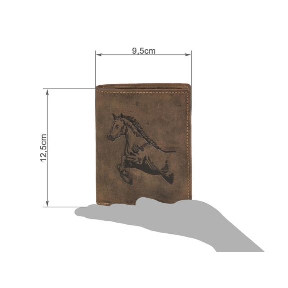 Bőr pénztárca 9x12cm lóval Vintage antik barna Bőr pénztárca 9x12cm lóval Vintage antik barna