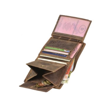   Bőr pénztárca-irattartó vaddisznó mintával álló 9,5x12,5cm antik barna