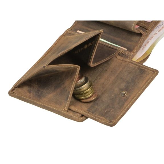 Bőr pénztárca 12x10cm, kivehető irattartóval Vintage antik barna