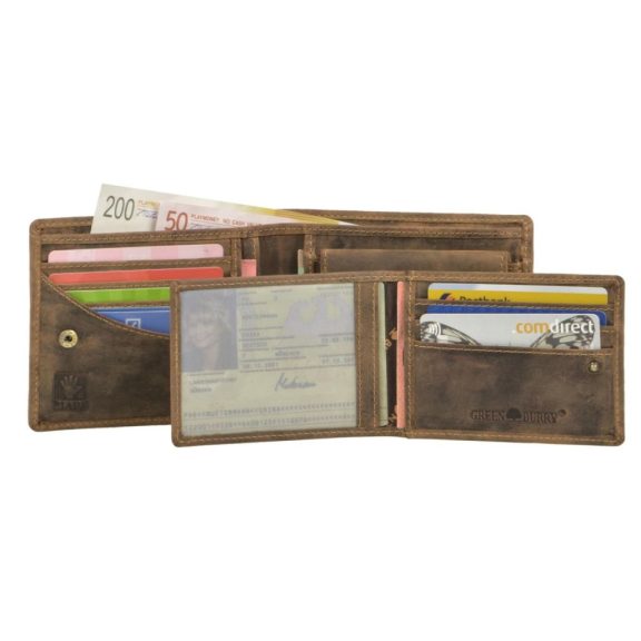 Bőr pénztárca 12x10cm, kivehető irattartóval Vintage antik barna