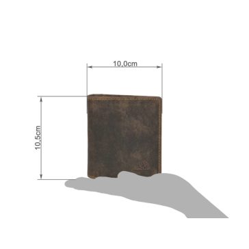   Bőr dollár klipszes pénztárca 10x10cm Vintage antik barna
