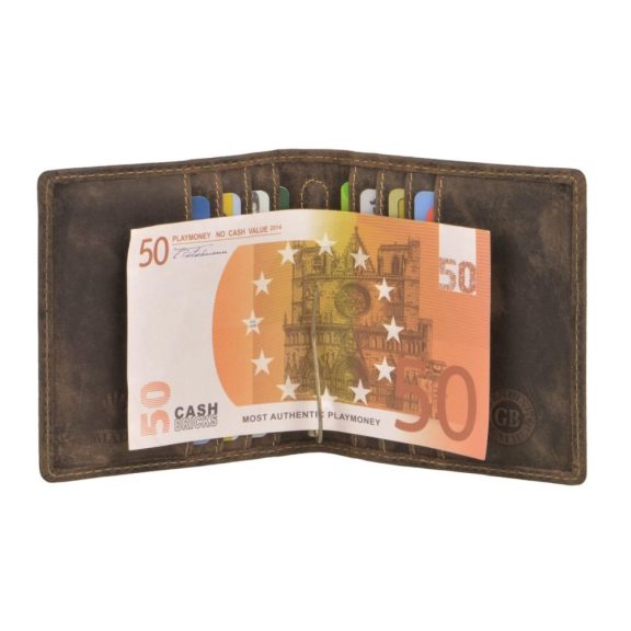 Bőr dollár klipszes pénztárca 10x10cm Vintage antik barna Bőr dollár klipszes pénztárca 10x10cm Vintage antik barna
