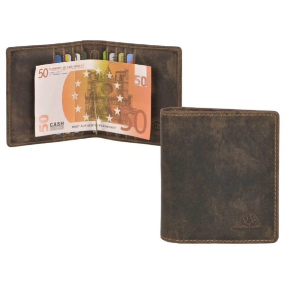 Bőr dollár klipszes pénztárca 10x10cm Vintage antik barna Bőr dollár klipszes pénztárca 10x10cm Vintage antik barna