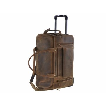 Bőr utazótáska kerekekkel 54x37cm Vintage antik barna