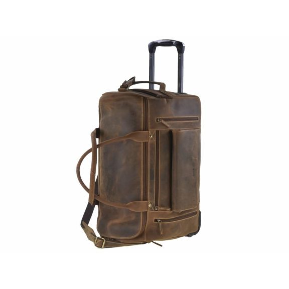Bőr utazótáska kerekekkel 54x37cm Vintage antik barna Bőr utazótáska kerekekkel 54x37cm Vintage antik barna