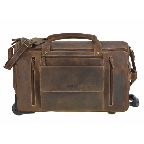 Bőr utazótáska kerekekkel 54x37cm Vintage antik barna Bőr utazótáska kerekekkel 54x37cm Vintage antik barna