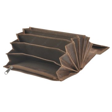Bőr pincér pénztárca 17x9cm Vintage antik barna