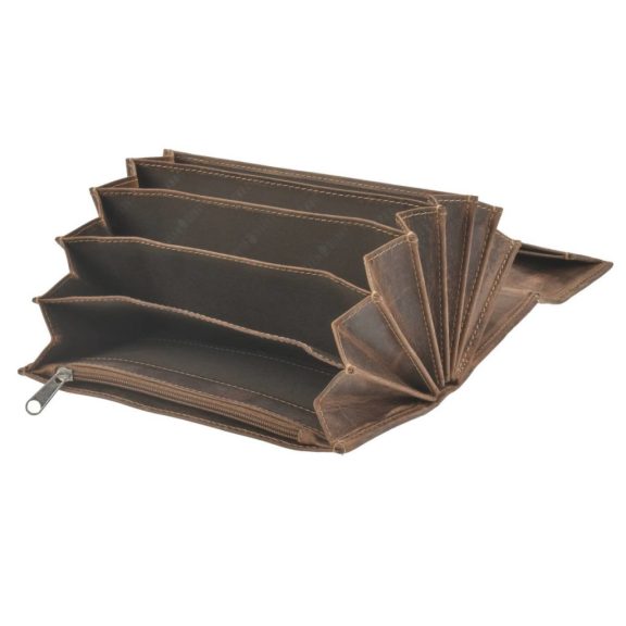 Bőr pincér pénztárca 17x9cm Vintage antik barna