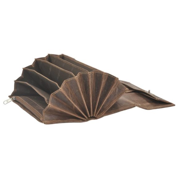 Bőr pincér pénztárca 17x9cm Vintage antik barna