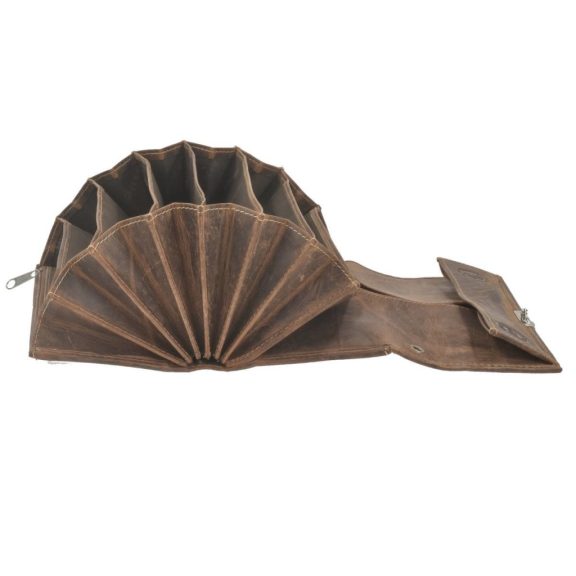 Bőr pincér pénztárca 17x9cm Vintage antik barna
