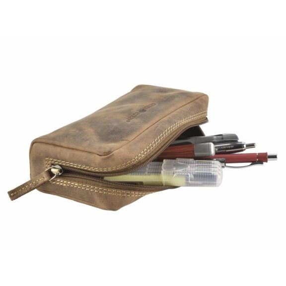 Bőr tolltartó, 20x10cm Vintage antik barna
