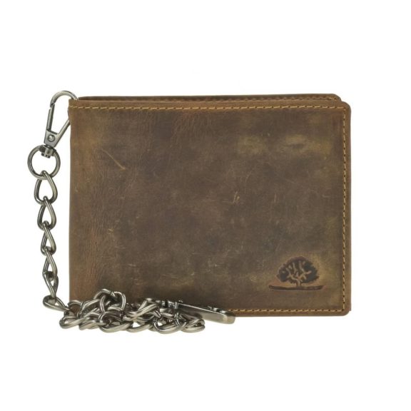 Bőr láncos pénztárca-irattartó RFID védelemmel fekvő 12x10cm Vintage barna Bőr láncos pénztárca-irattartó RFID védelemmel fekvő 12x10cm Vintage barna