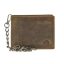 Bőr láncos pénztárca-irattartó RFID védelemmel fekvő 12x10cm Vintage barna