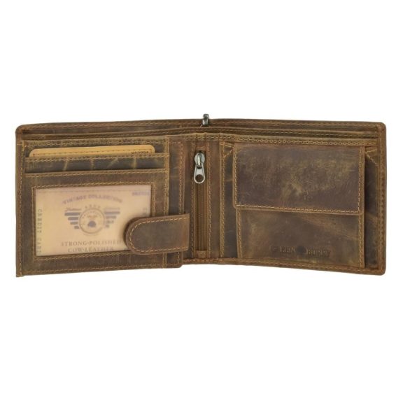 Bőr láncos pénztárca-irattartó RFID védelemmel fekvő 12x10cm Vintage barna Bőr láncos pénztárca-irattartó RFID védelemmel fekvő 12x10cm Vintage barna