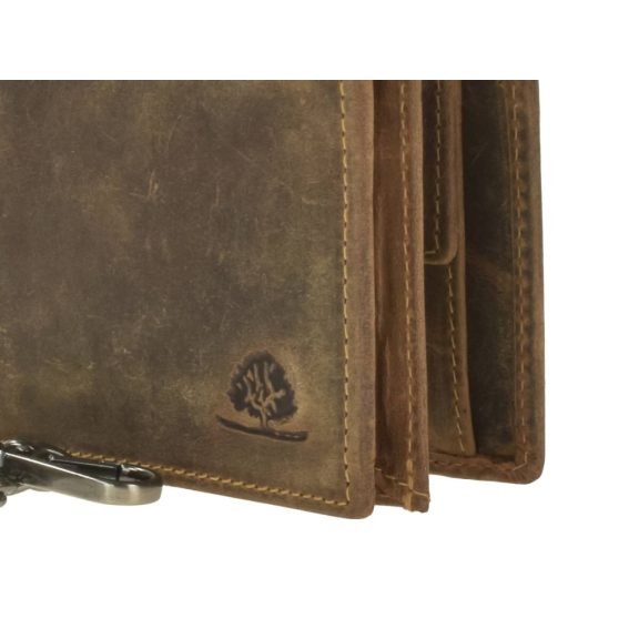 Bőr láncos pénztárca-irattartó RFID védelemmel fekvő 12x10cm Vintage barna Bőr láncos pénztárca-irattartó RFID védelemmel fekvő 12x10cm Vintage barna