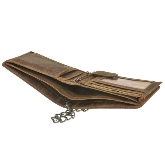 Bőr láncos pénztárca-irattartó RFID védelemmel fekvő 12x10cm Vintage barna Bőr láncos pénztárca-irattartó RFID védelemmel fekvő 12x10cm Vintage barna