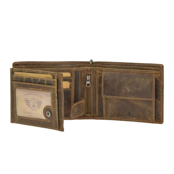 Bőr láncos pénztárca-irattartó RFID védelemmel fekvő 12x10cm Vintage barna Bőr láncos pénztárca-irattartó RFID védelemmel fekvő 12x10cm Vintage barna