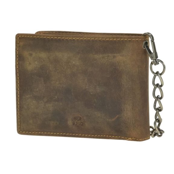 Bőr láncos pénztárca-irattartó RFID védelemmel fekvő 12x10cm Vintage barna Bőr láncos pénztárca-irattartó RFID védelemmel fekvő 12x10cm Vintage barna