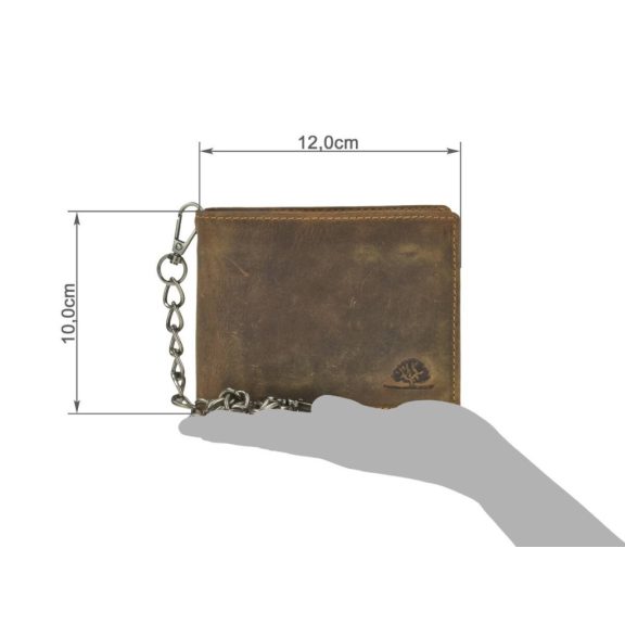 Bőr láncos pénztárca-irattartó RFID védelemmel fekvő 12x10cm Vintage barna Bőr láncos pénztárca-irattartó RFID védelemmel fekvő 12x10cm Vintage barna