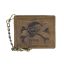 Bőr láncos pénztárca-irattartó halálfej mintával fekvő 10x12cm Vintage barna