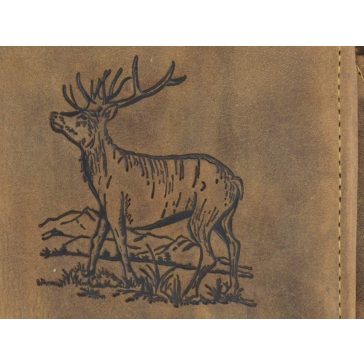   Bőr pénztárca-irattartó szarvas mintával 12,5x10,5cm Vintage barna
