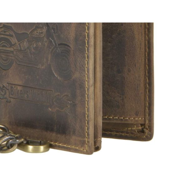 Bőr láncos pénztárca-irattartó motoros mintával álló 10x12,5cm Vintage barna Bőr láncos pénztárca-irattartó motoros mintával álló 10x12,5cm Vintage barna