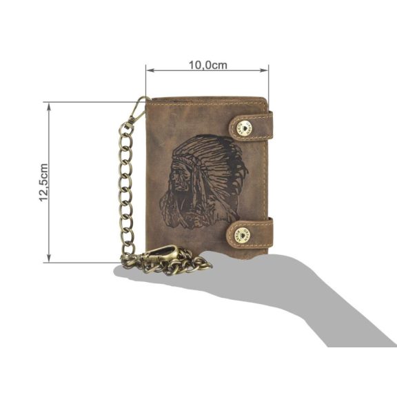 Bőr láncos pénztárca-irattartó Indián mintával 12,5x10cm Vintage barna Bőr láncos pénztárca-irattartó Indián mintával 12,5x10cm Vintage barna