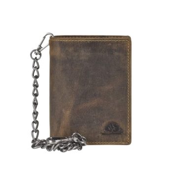   Bőr láncos pénztárca-irattartó RFID védelemmel álló 10x12,5cm Vintage barna