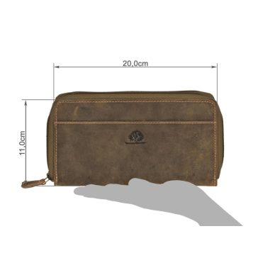 Bőr pénztárca 20x11cm 2 rekesszel Vintage antik barna