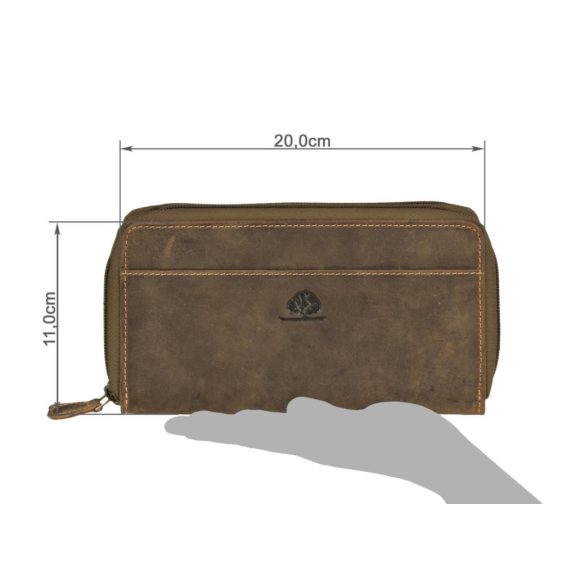 Bőr pénztárca 20x11cm 2 rekesszel Vintage antik barna