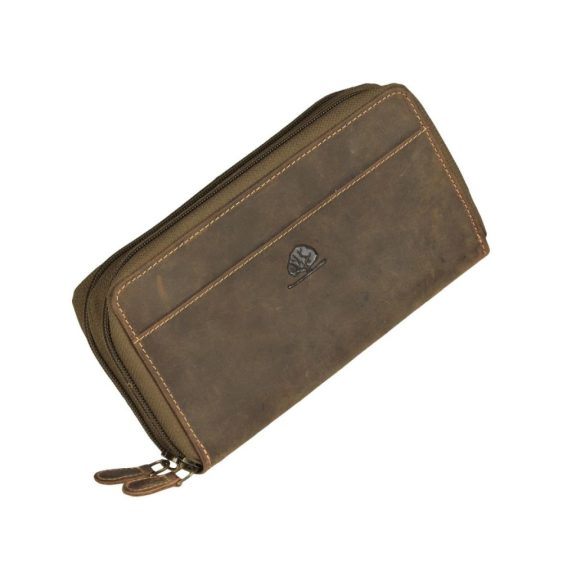 Bőr pénztárca 20x11cm 2 rekesszel Vintage antik barna
