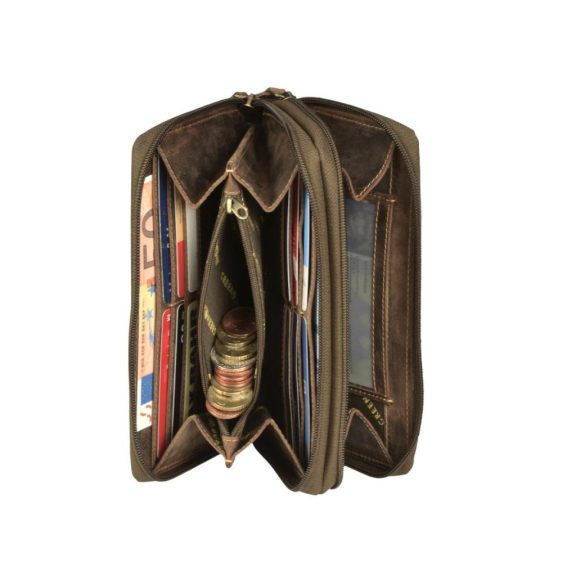 Bőr pénztárca 20x11cm 2 rekesszel Vintage antik barna
