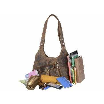 Bőr shopper 31x27cm Vintage antik barna