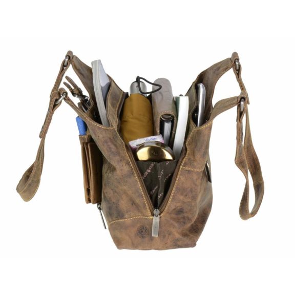 Bőr shopper 31x27cm Vintage antik barna
