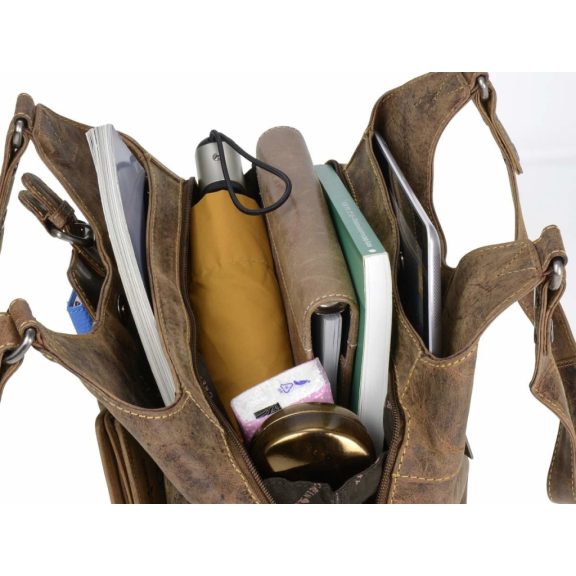 Bőr shopper 31x27cm Vintage antik barna
