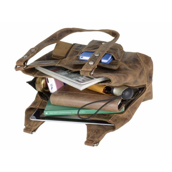 Bőr shopper 31x27cm Vintage antik barna