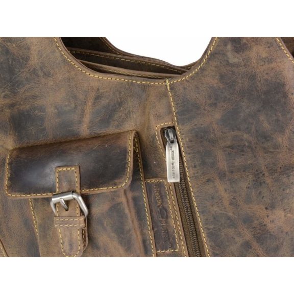 Bőr shopper 31x27cm Vintage antik barna
