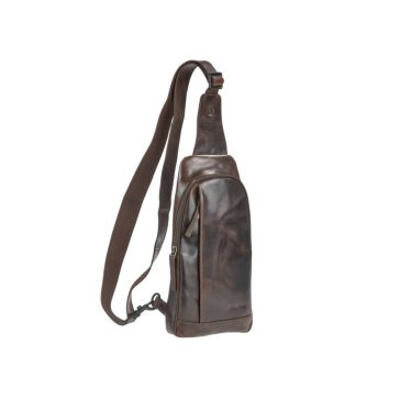 Bőr testtáska Crossbody 19x33cm sötétbarna