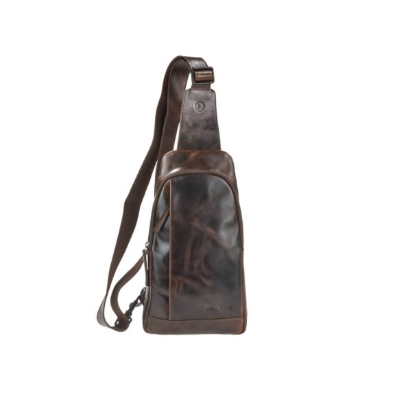 Bőr testtáska Crossbody 19x33cm sötétbarna