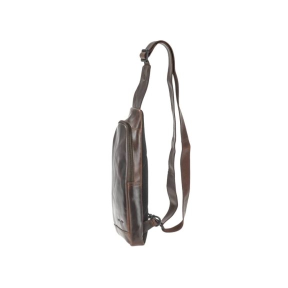 Bőr testtáska Crossbody 19x33cm sötétbarna