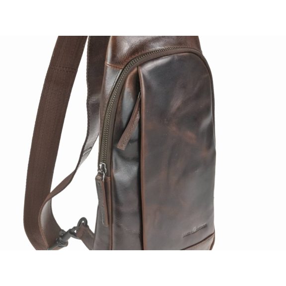 Bőr testtáska Crossbody 19x33cm sötétbarna