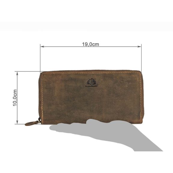Bőr pénztárca 19x10cm cipzárral és 14 kártyanyílással Vintage antik barna Bőr pénztárca 19x10cm cipzárral és 14 kártyanyílással Vintage antik barna